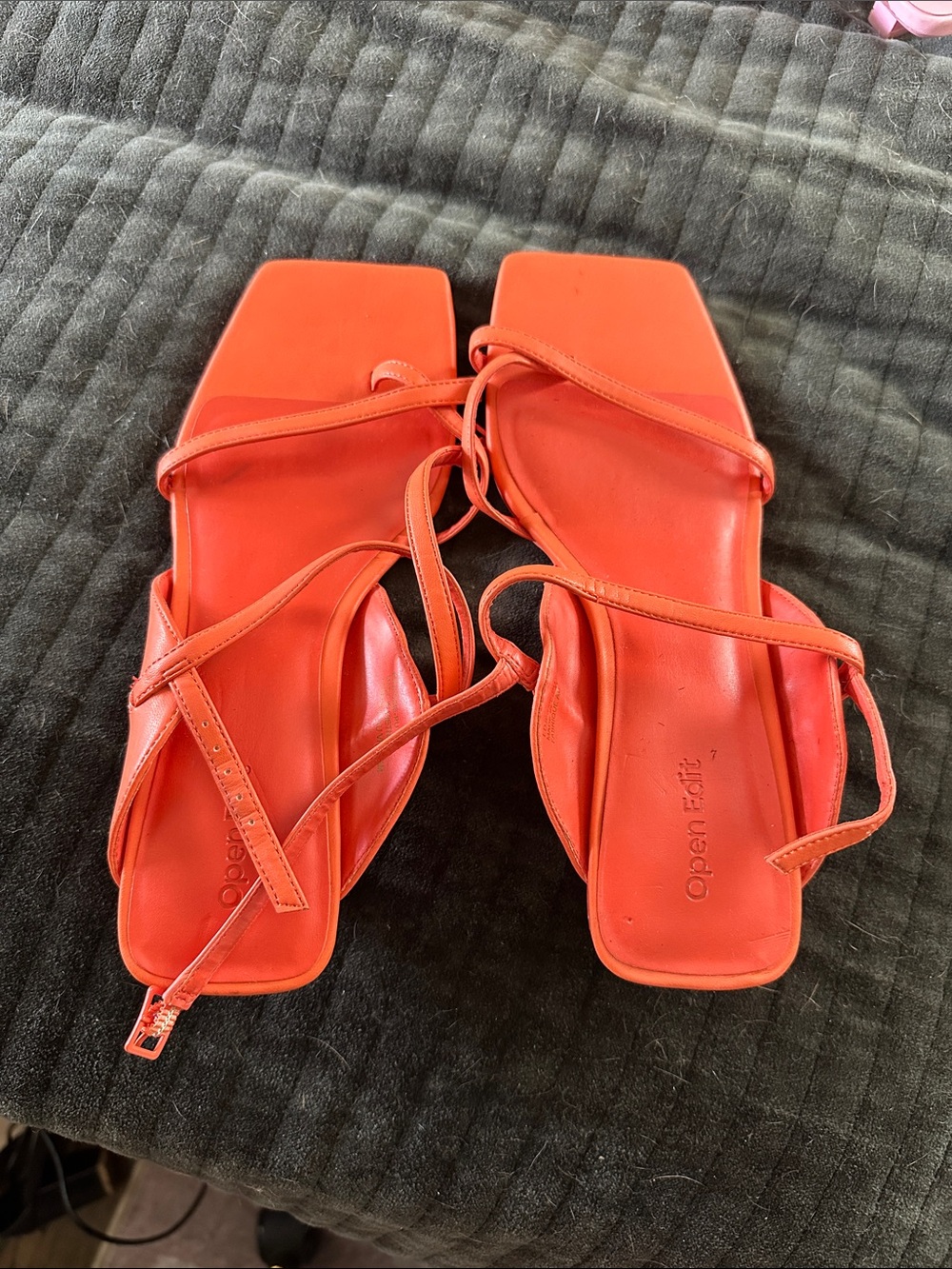 Open edit orange Strappy Square-Toe Women's Sandals